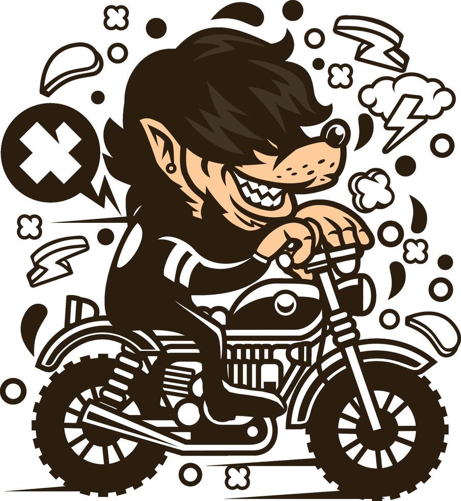 lobo motocrosser Arte vector