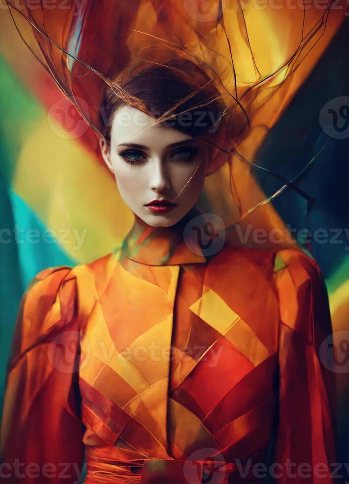 AI generated Fashion shot of a beautiful woman in elegant dress. ai generative photo