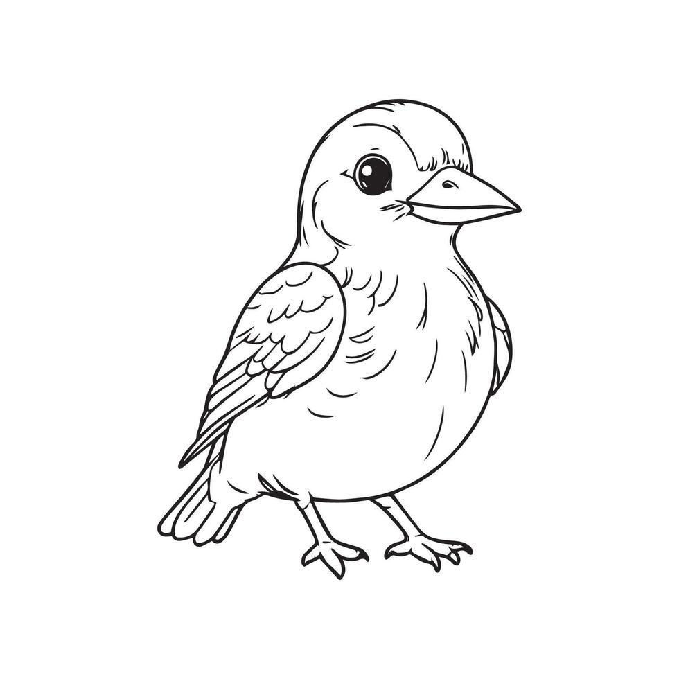 sencillo dibujo con Delgado negro líneas de linda pájaro blanco antecedentes vector