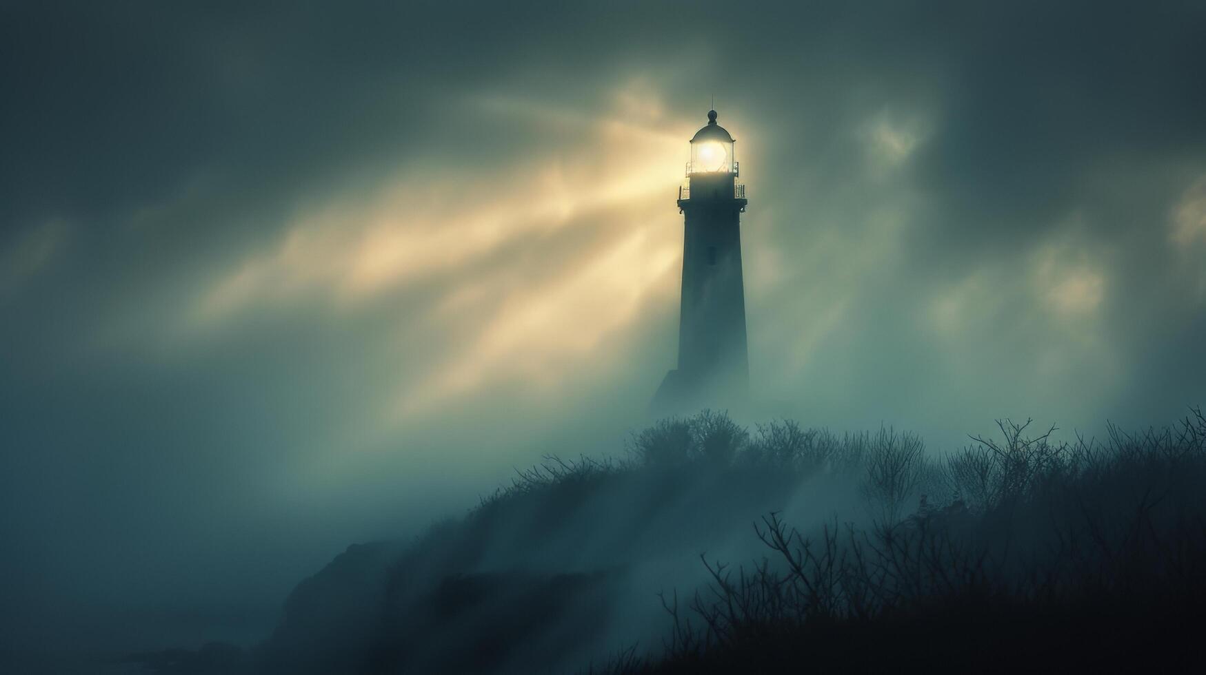 AI generated Lighthouse Standing in the Middle of Water photo
