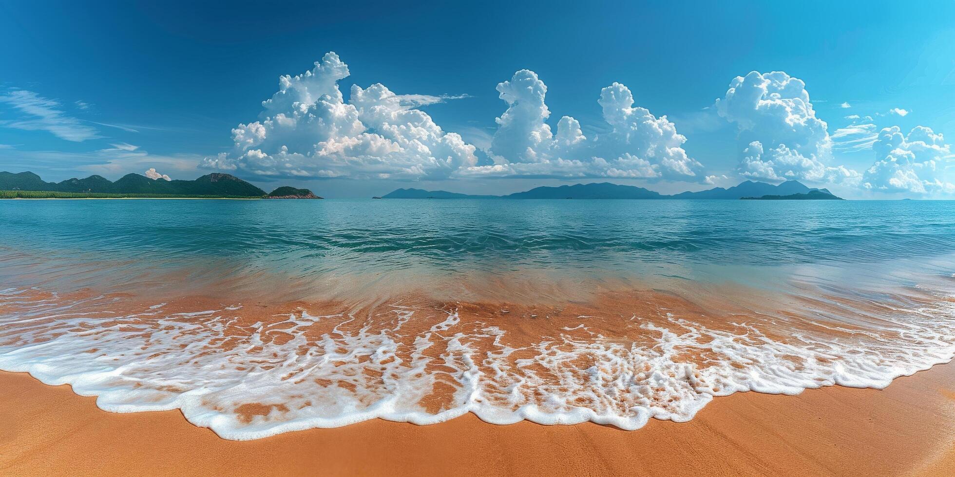 AI generated Waves Rolling Onto Sandy Beach photo