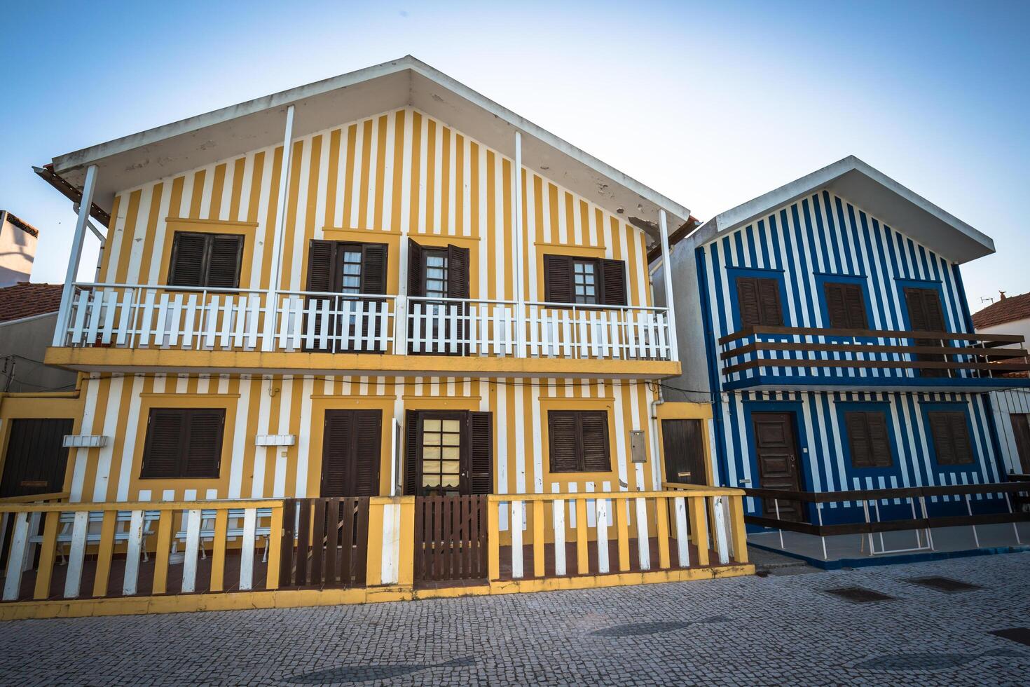 Colorful houses in Costa Nova, Aveiro, Portugal photo