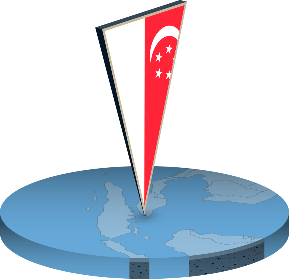 Singapore flag and map in isometry png