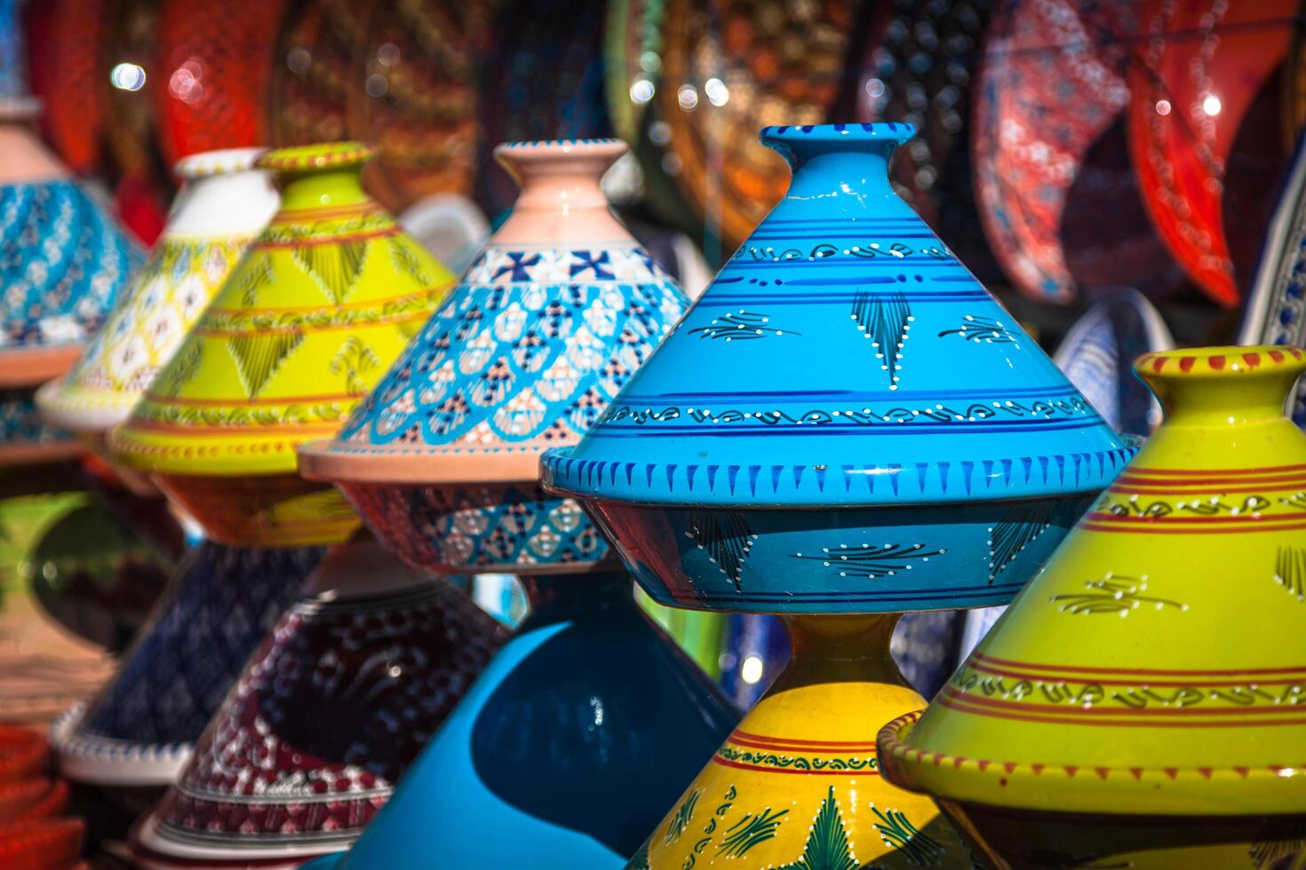 Tajines in the market, Marrakesh,Morocco photo