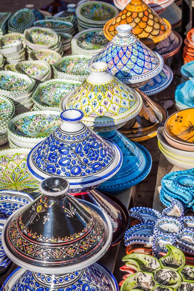 Tajines in the market, Marrakesh,Morocco photo
