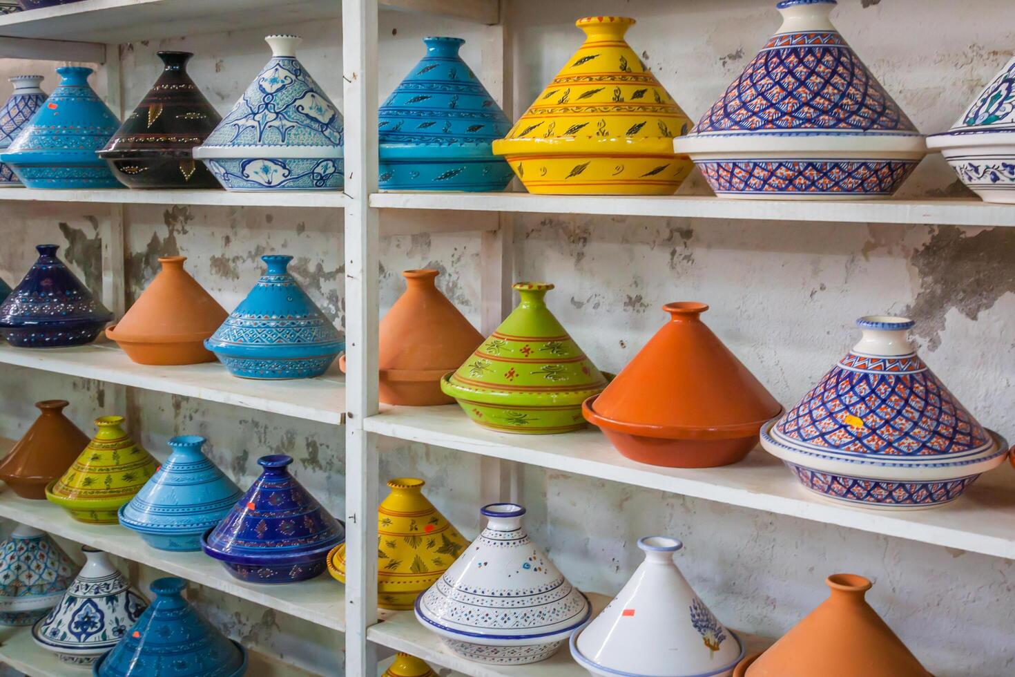 Tajines in the market, Marrakesh,Morocco photo