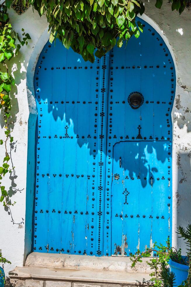 Typical local door of traditional home Tunis Tunisia photo