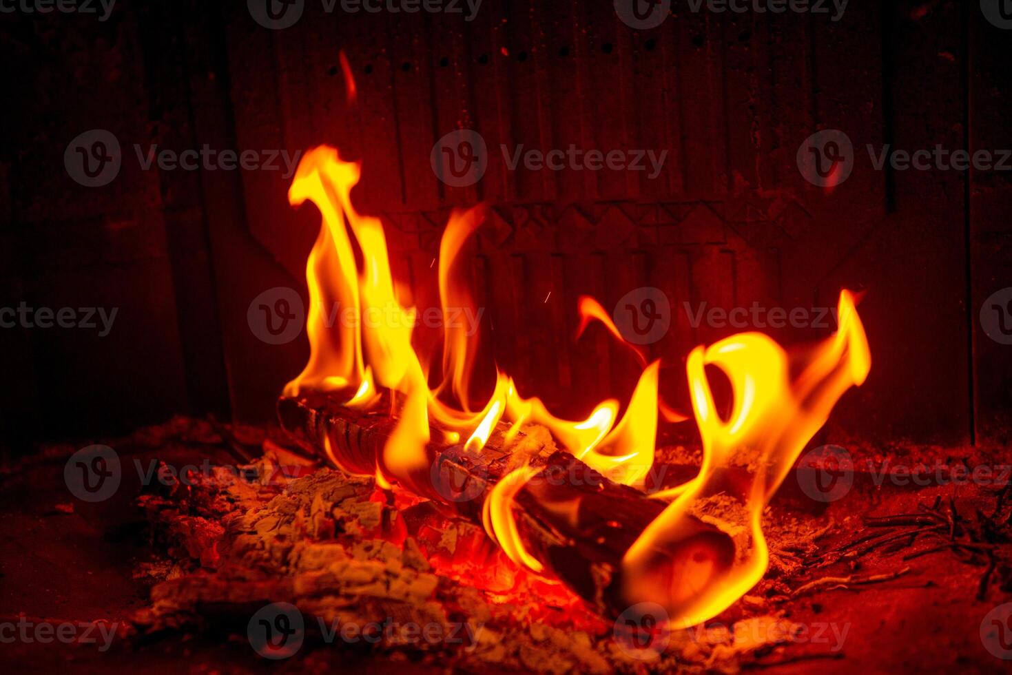 Fire in the fireplace photo