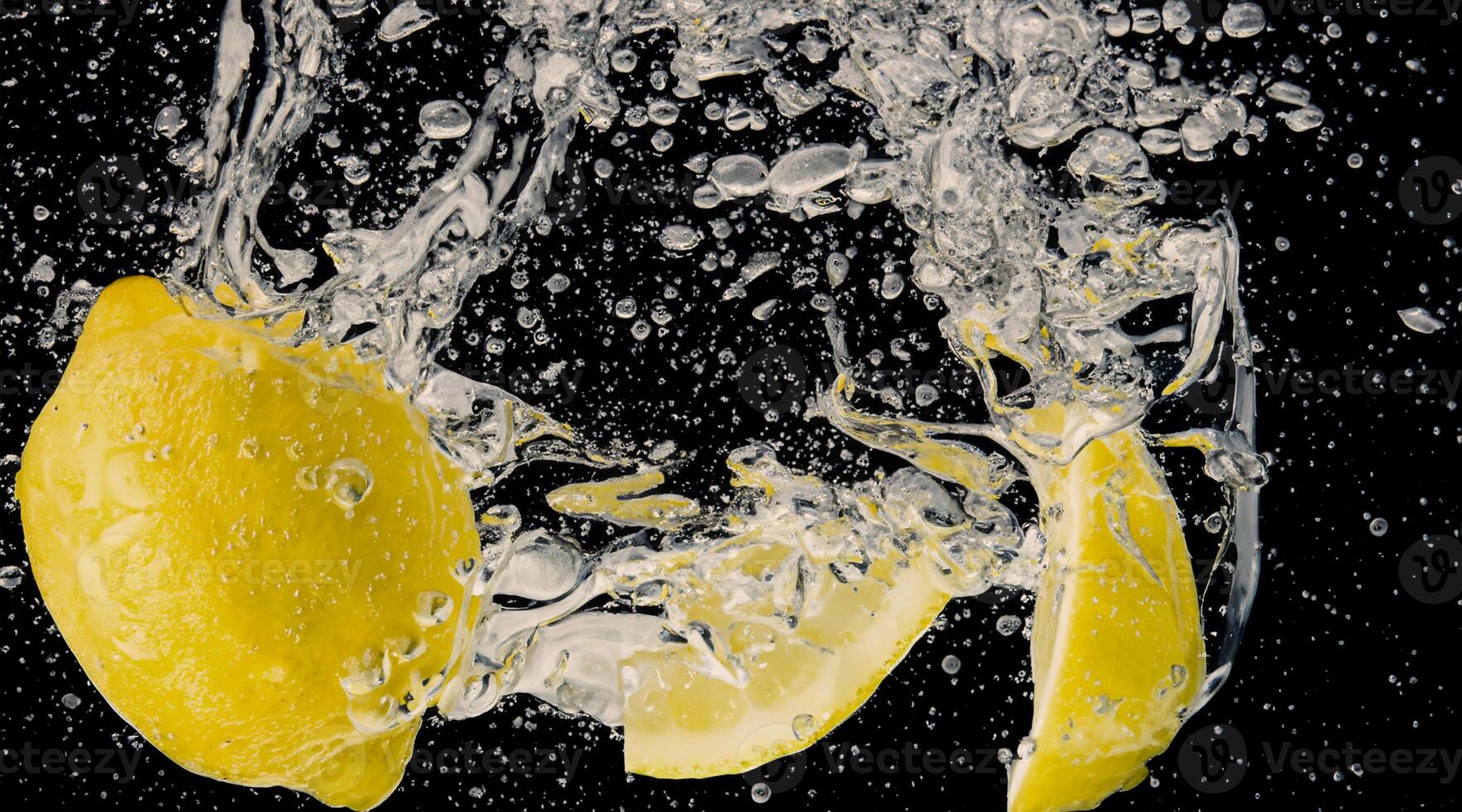 Underwater of freshly squeezed sweetened lemonade cold refreshing drink photo