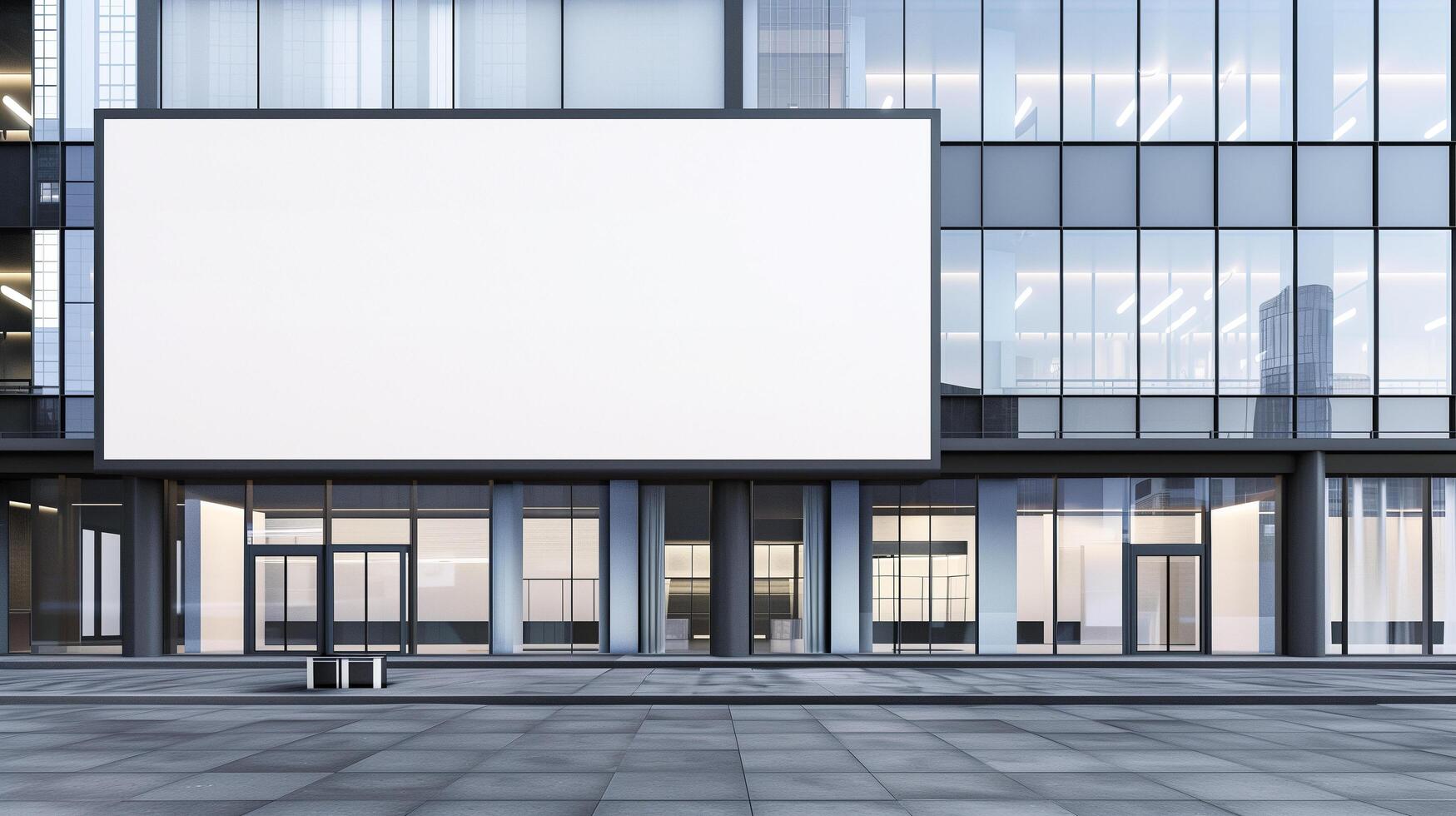 AI generated Mockup of a large billboard advertisement display on the sleek building photo