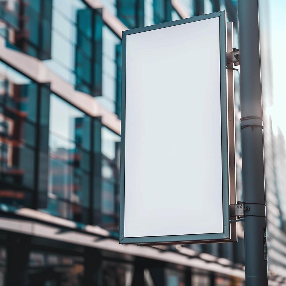 ai generado blanco letrero Bosquejo para promociones o anuncios en público espacios foto