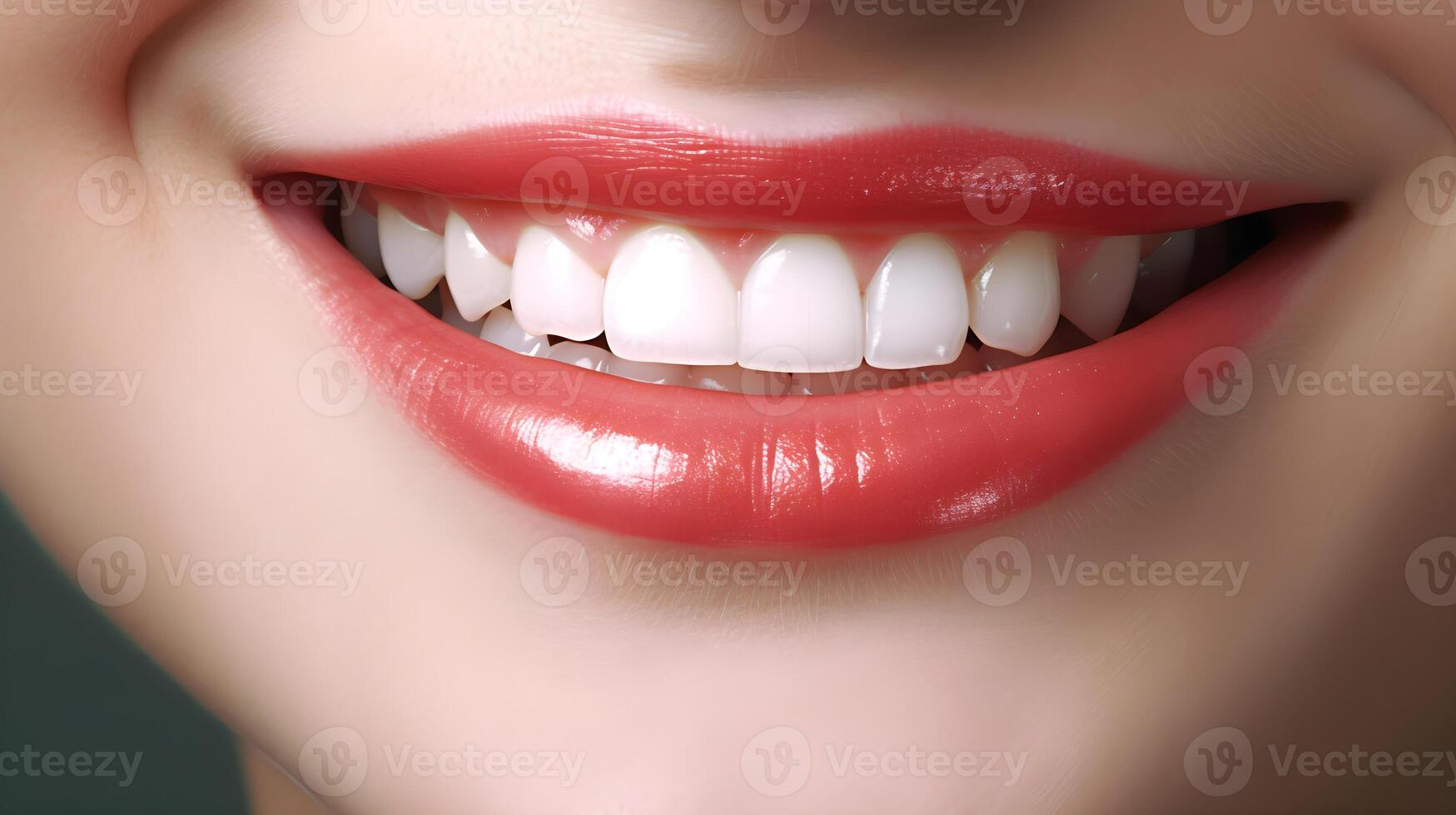 AI generated a woman with white teeth and a red lip photo