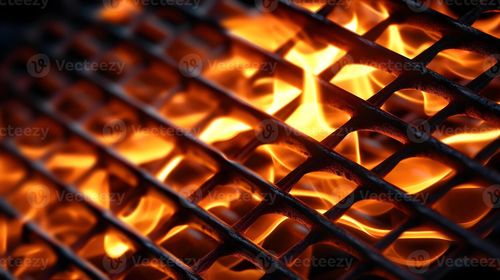 AI generated close up of flames on a grill photo