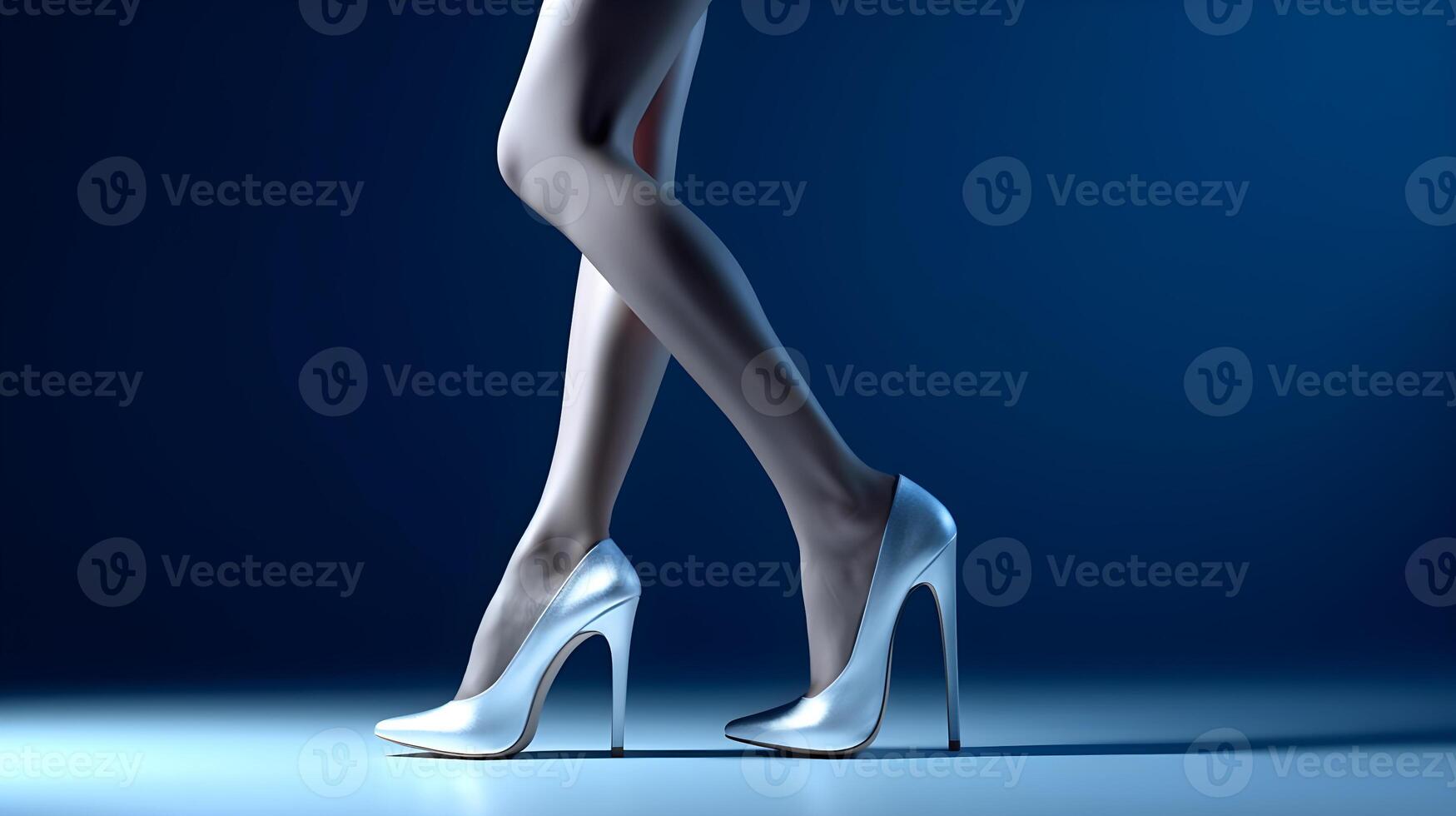 AI generated a woman's legs in high heels on a blue background photo