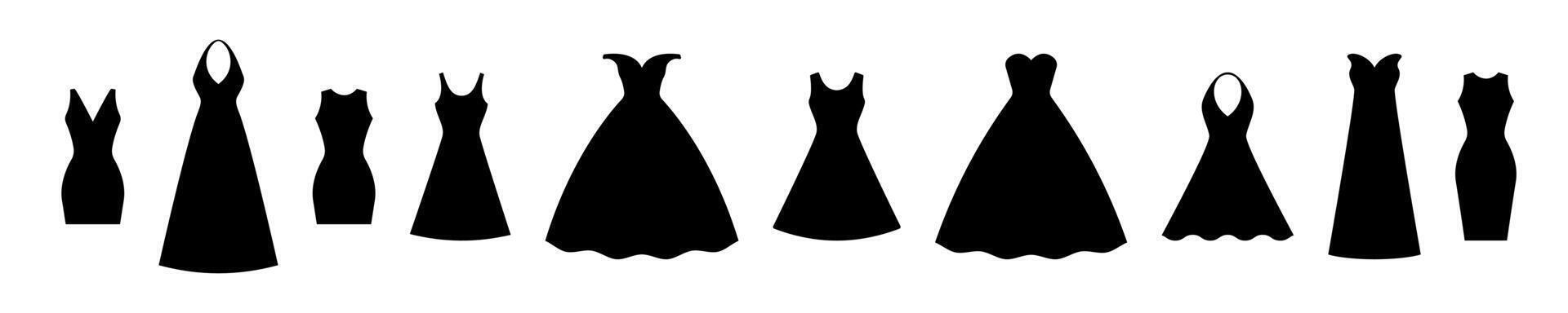 Ballroom and wedding dresses silhouette. Elegant model outfits for beautiful presentations and parties with romantic vector glamor