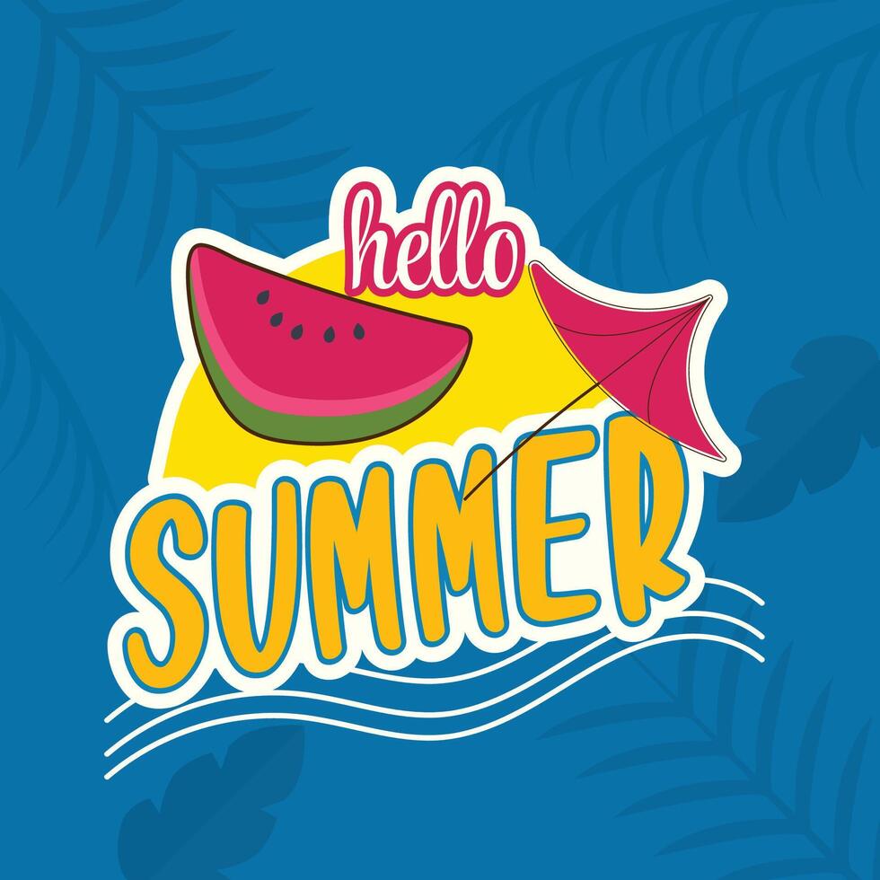 Hello summer welcome summer colorful illustration summer coming vector template