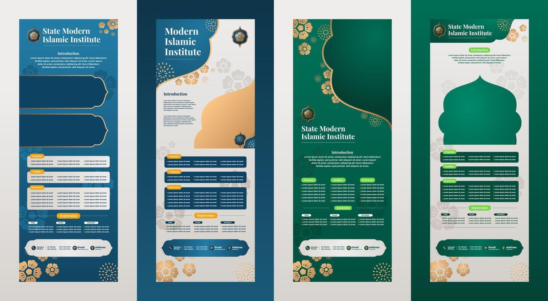 Modern x banner set template design with islamic style for islamic institute and islamic business vector