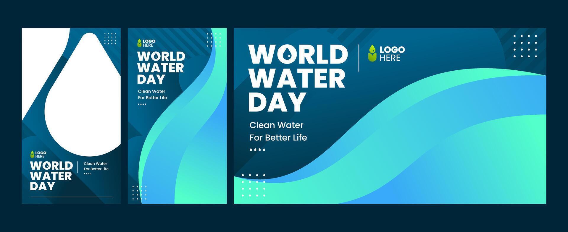 mundo agua día bandera y instagram cuentos diseño modelo vector