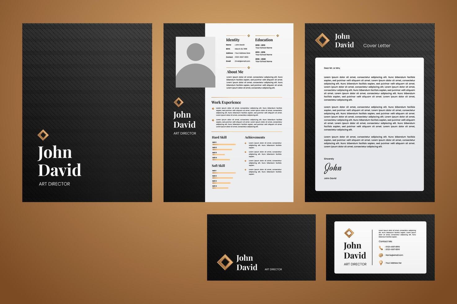 Set of elegant fancy stationary cv or resume cover letter and business card template vector