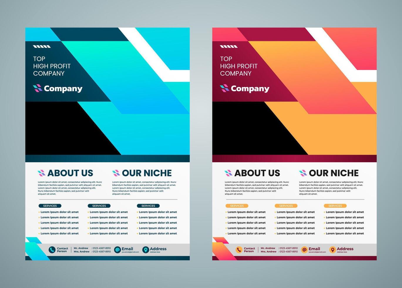 Modern business corporate flyer and brochure in a4 size with blue and orange color vector