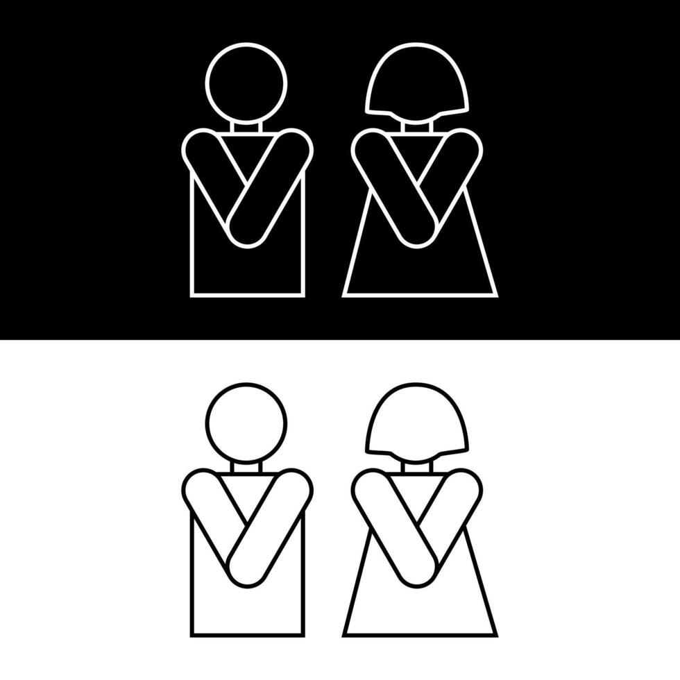 Simple restroom sign male and female silhouette cute minimalist line art vector