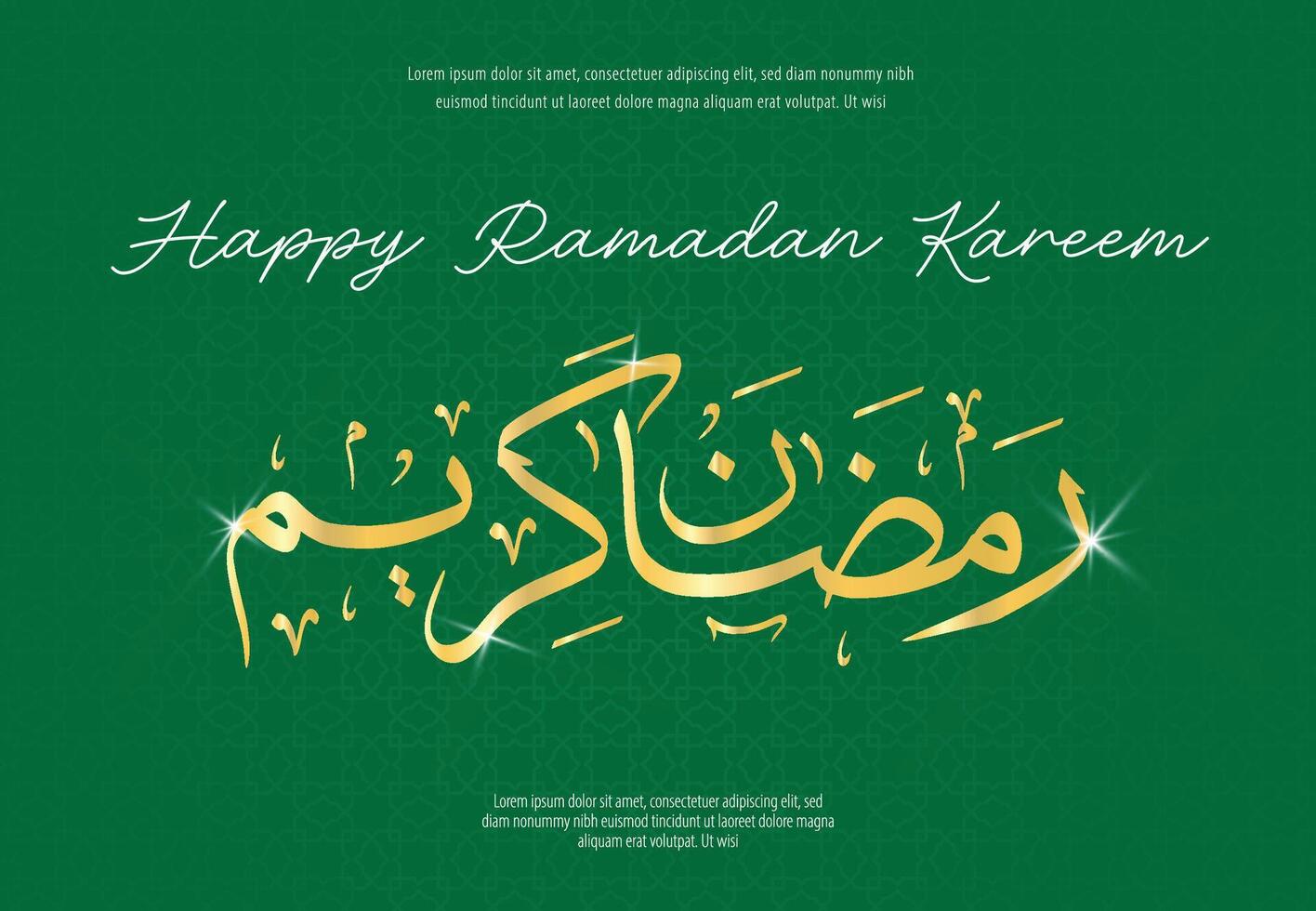 Ramadán kareem caligrafía, islámico saludo con Arábica letras y geométrico modelo vector ilustración en negro fondo, ramadhan Mubarak