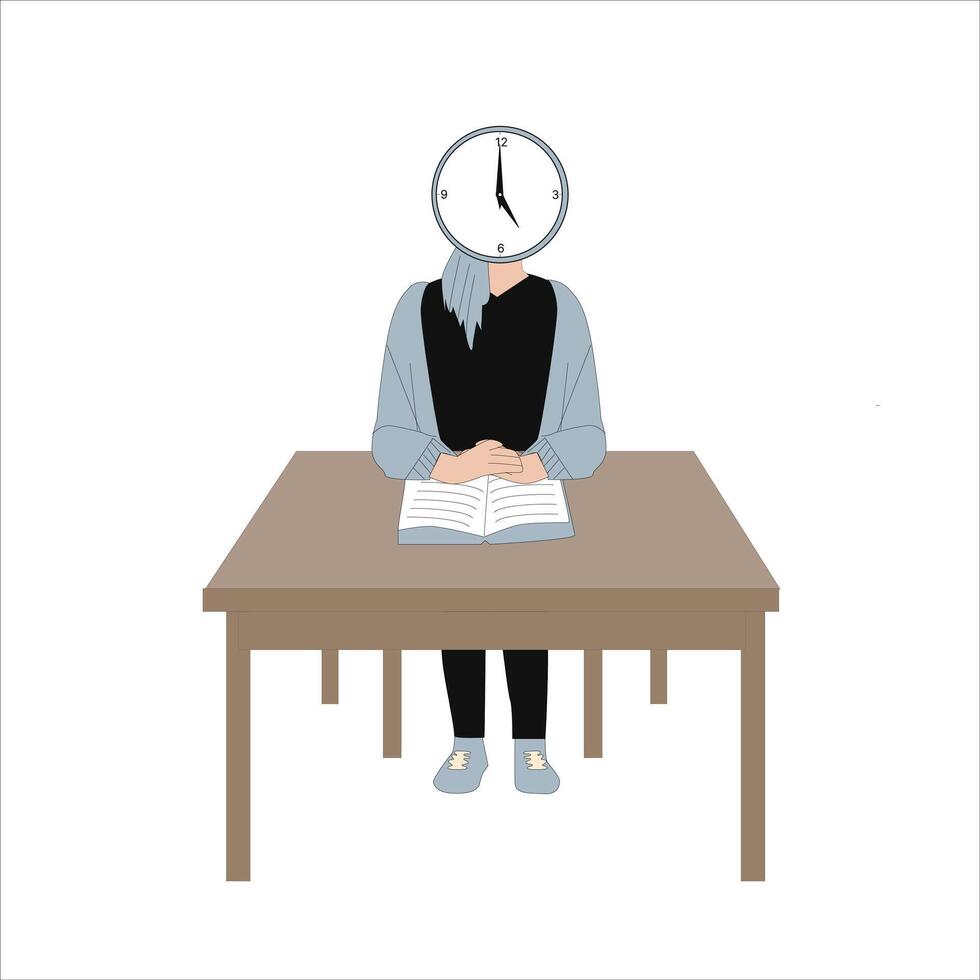 female student who is reading a book vector