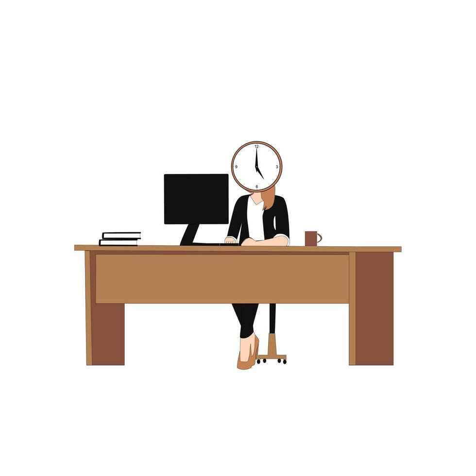 time discipline office desk hardworking company boss or female employee vector