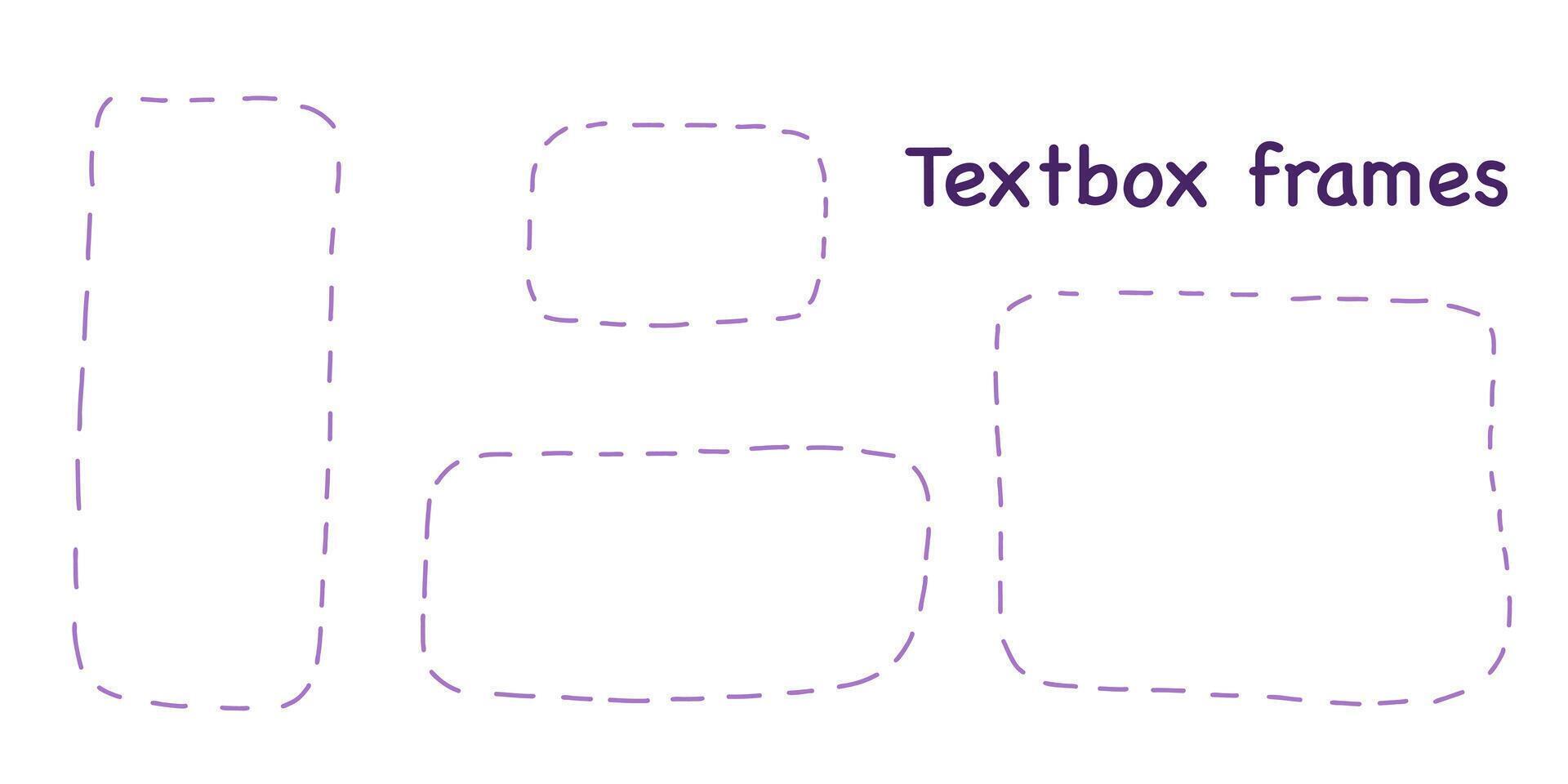 mano dibujado caja de texto marcos con punteado línea. garabatear papel citar marco colocar. vacío habla burbujas plano vector aislado ilustración. social medios de comunicación modelo