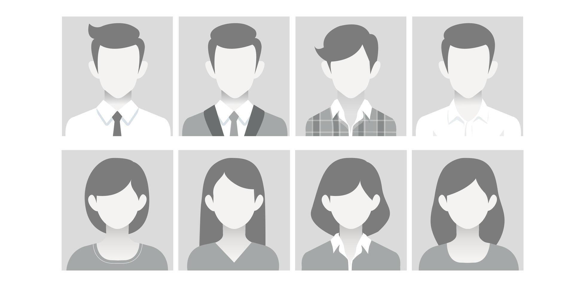 avatar, usuario perfil, persona icono, masculino y hembra silueta, perfil fotografía. vector plano ilustración en escala de grises adecuado para social medios de comunicación perfiles, iconos, salvapantallas y como un modelo.