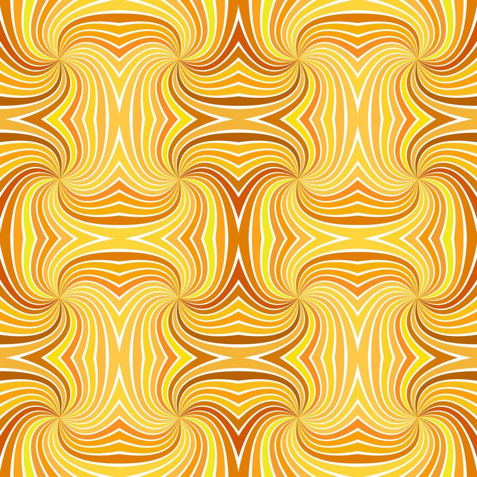 Orange seamless abstract hypnotic spiral ray stripe pattern background - vector graphic design