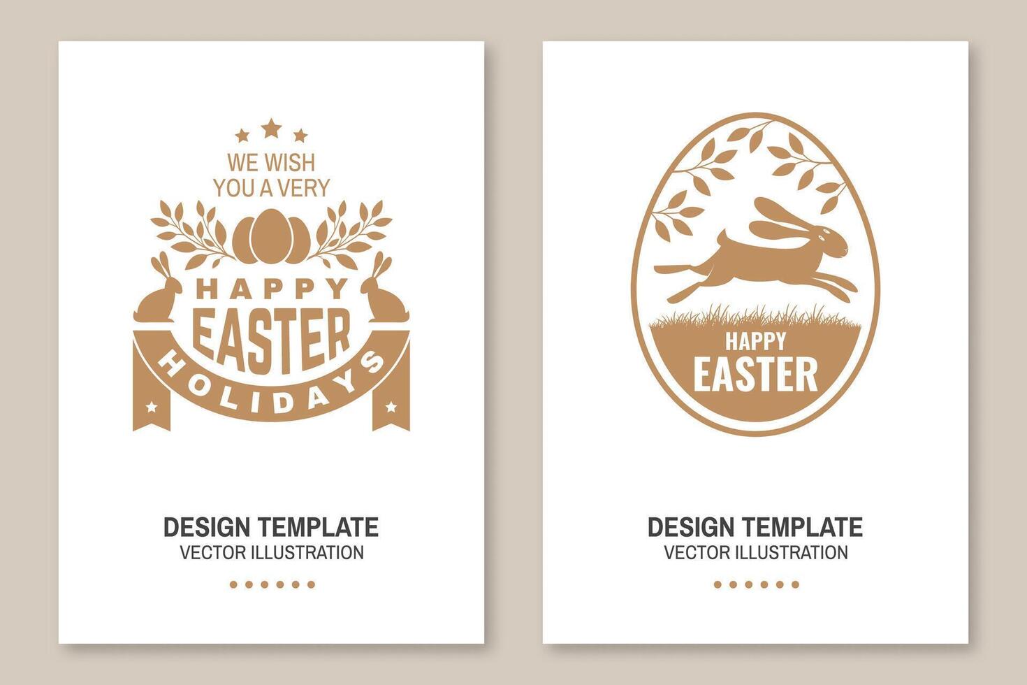 Happy Easter card, badge, logo, sign. Vector. Typography design with easter rabbit and hand eggs. Modern minimal style. For poster, greeting card, overlay, sticker. Easter Egg Hunt vector