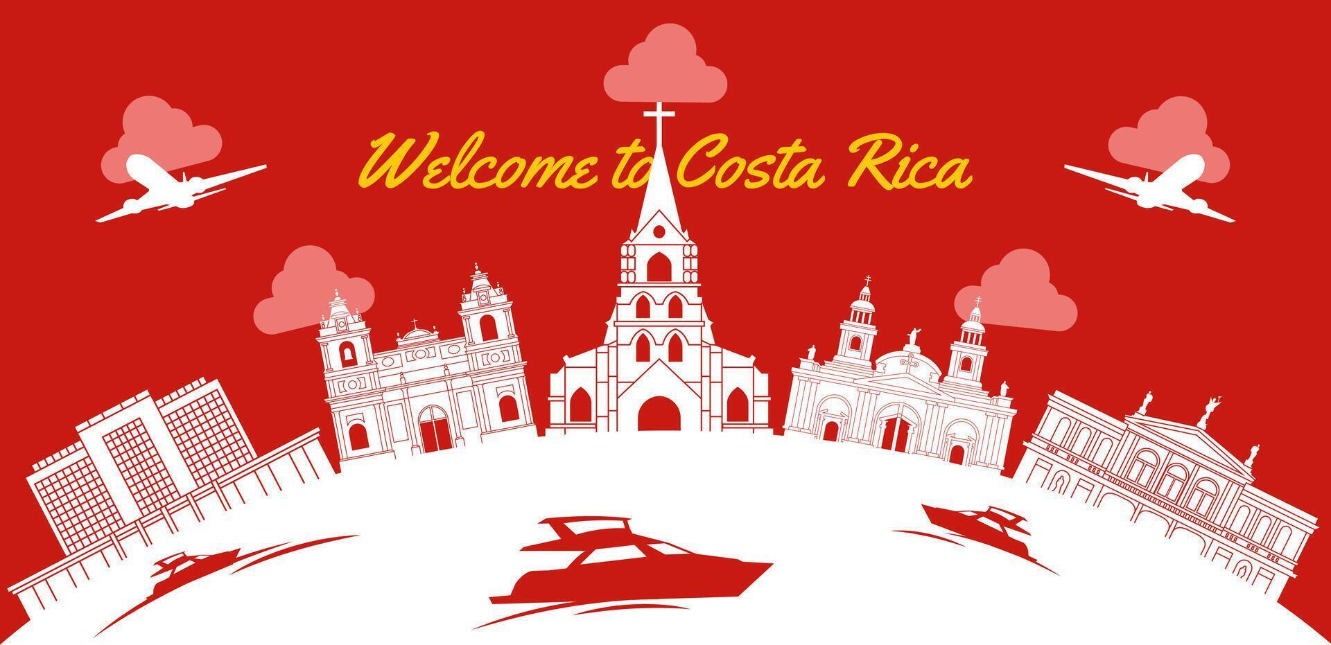 Costa Rica famous landmark silhouette style vector
