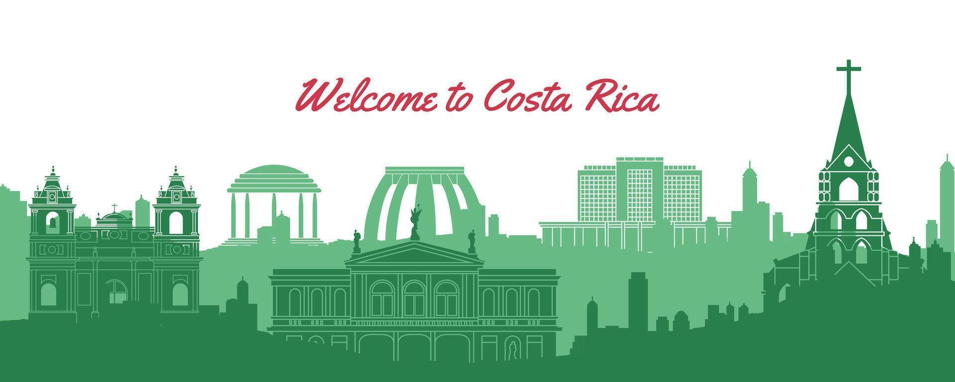 costa rica famoso punto de referencia silueta estilo vector