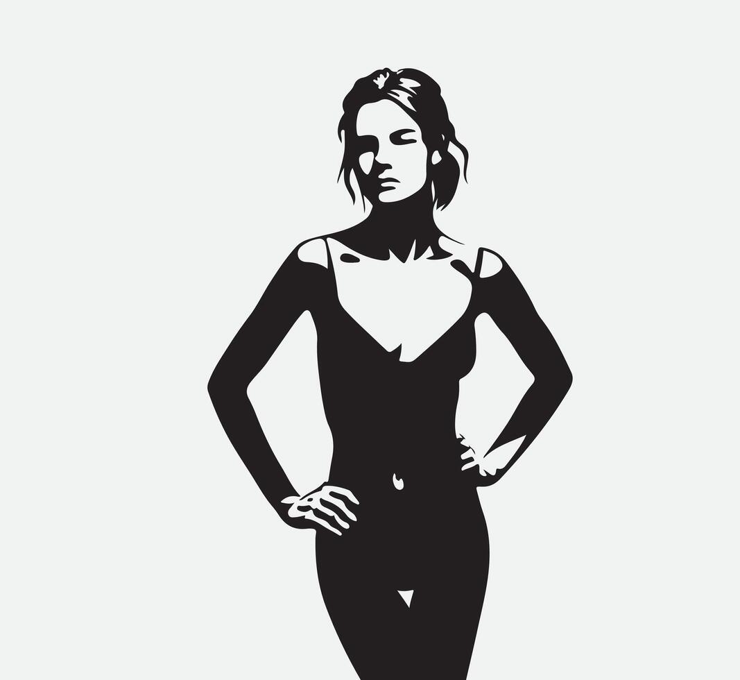 AI generated Silhouette of a Modal Girl standing pose vector