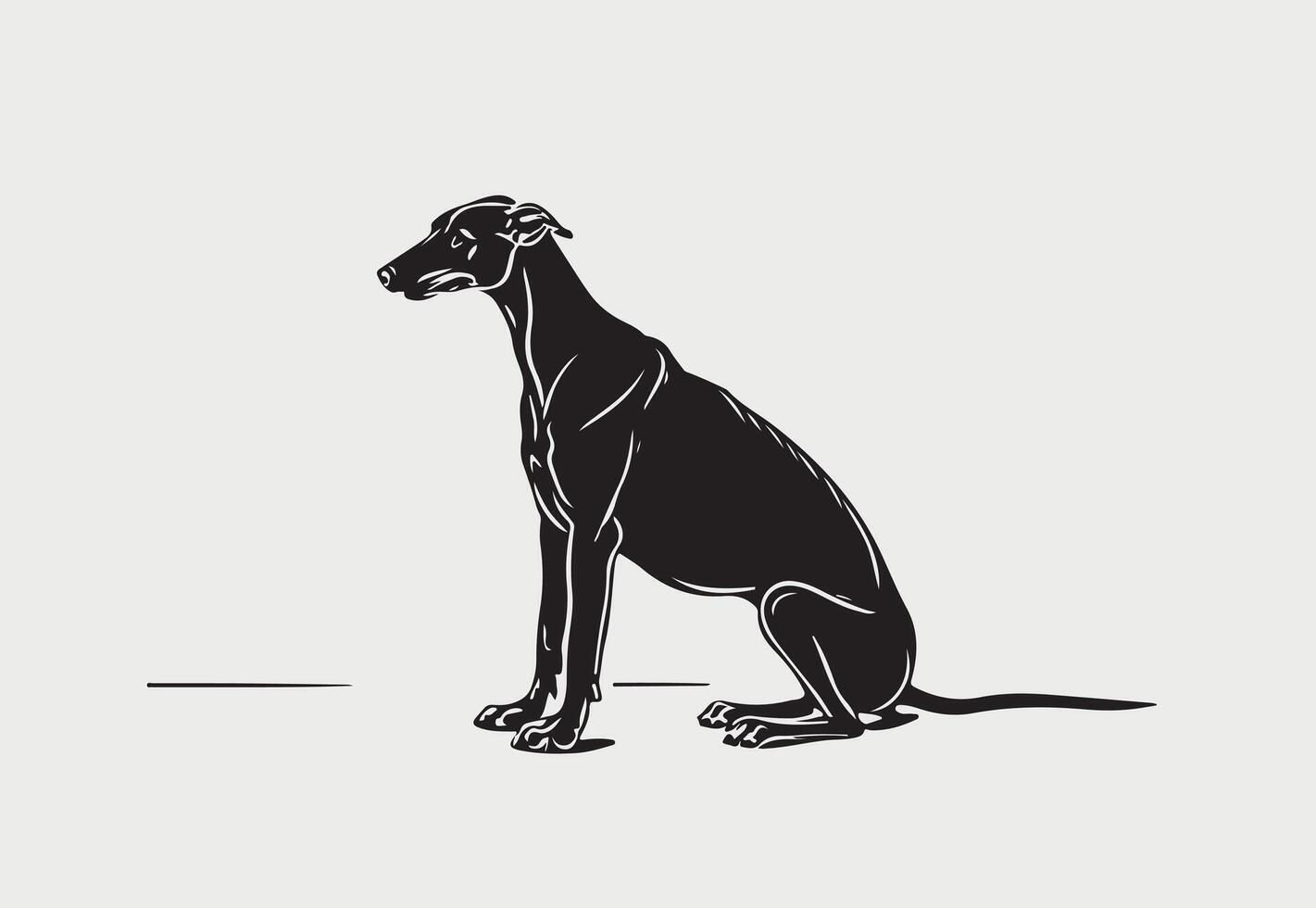 AI generated Silhouette of Greyhound vector illustration on a white background