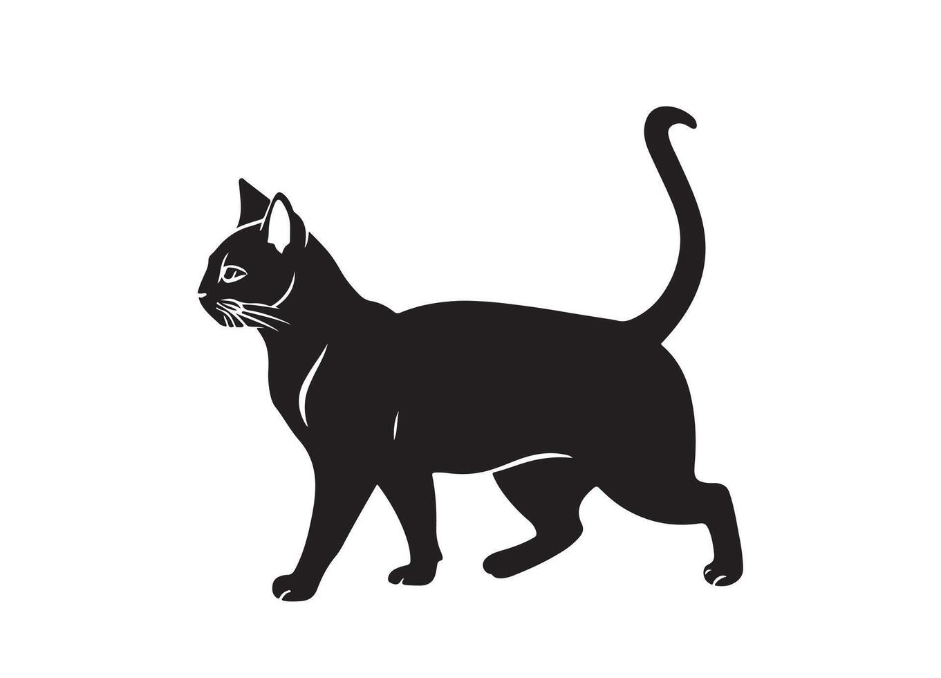 ai generado gato silueta vector ilustración en un blanco antecedentes