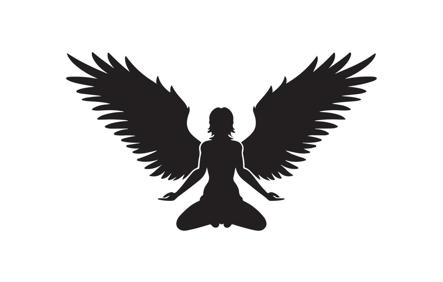 Angel silhouette vector illustration on a white background