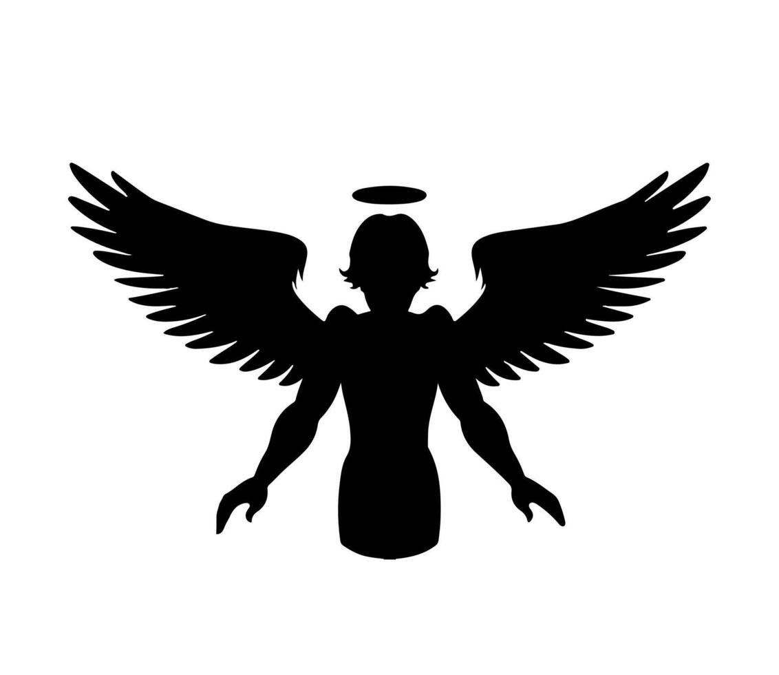 Angel silhouette vector illustration on a white background
