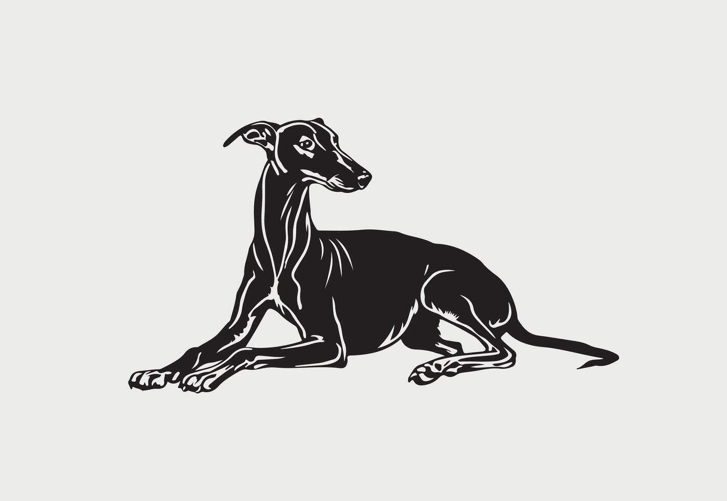 ai generado silueta de galgo vector ilustración en un blanco antecedentes