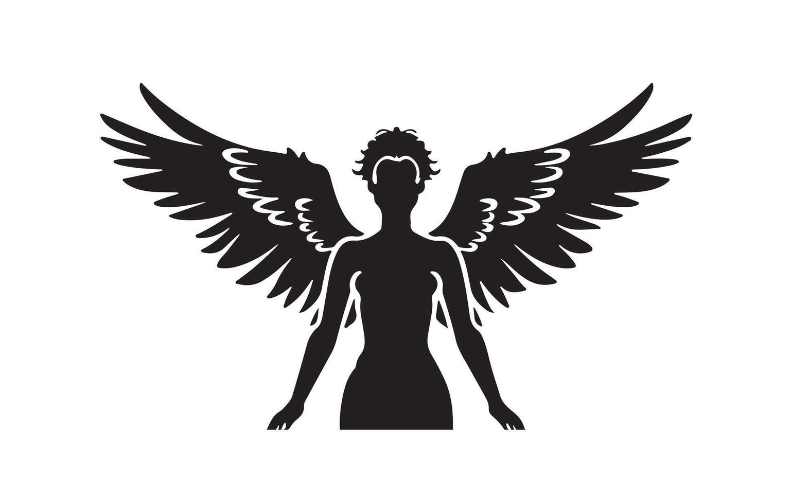 ángel silueta vector ilustración en un blanco antecedentes