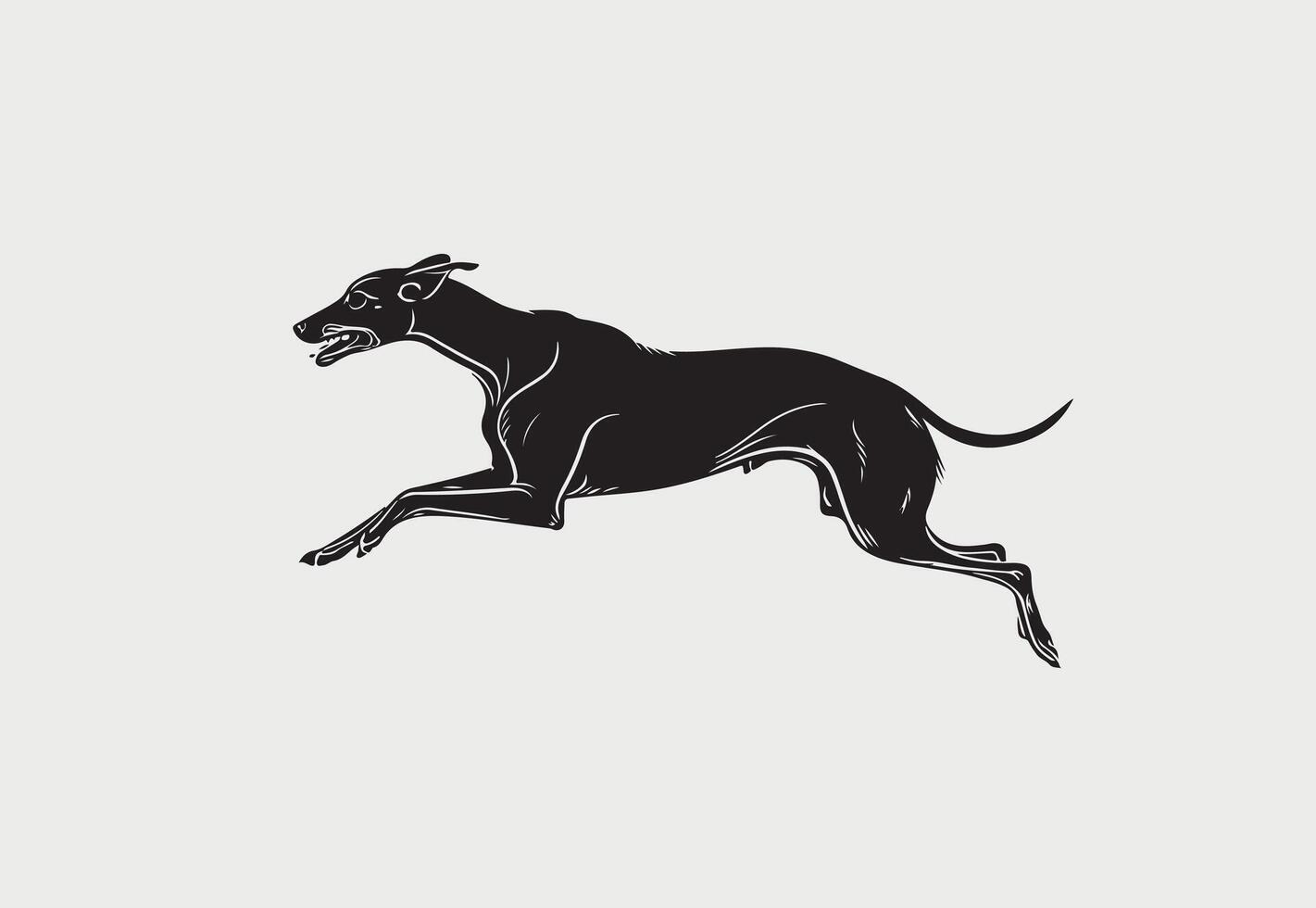 AI generated Silhouette of Greyhound vector illustration on a white background