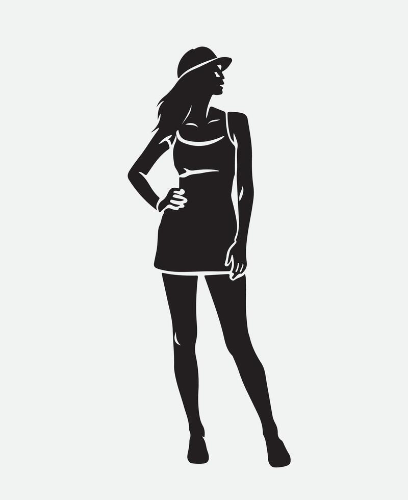 AI generated Silhouette of a Modal Girl standing pose vector