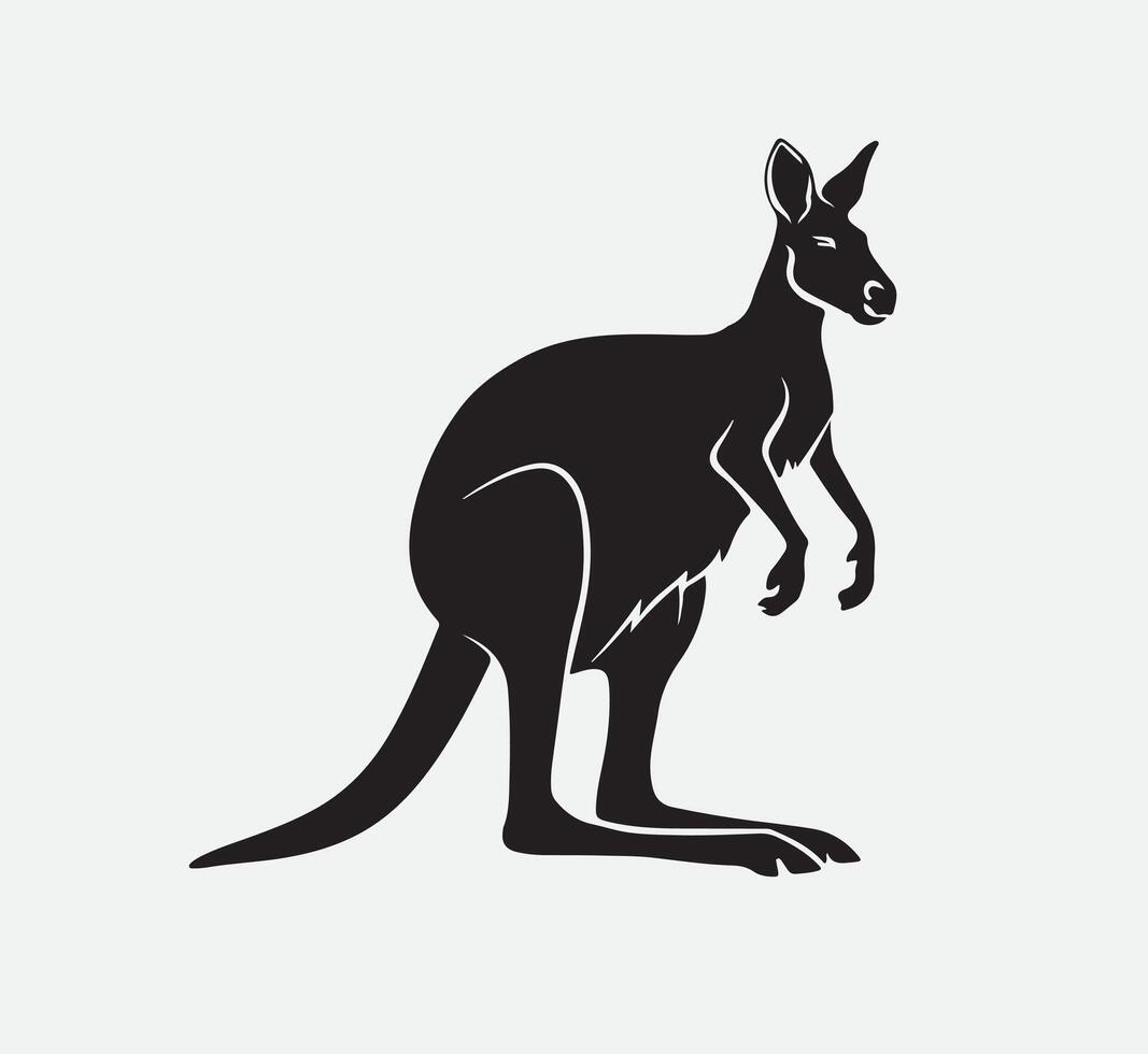 AI generated Silhouette kangaroo isolated on white vector