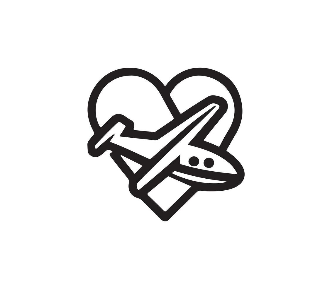Airplane logo silhouette vector illustration on white background