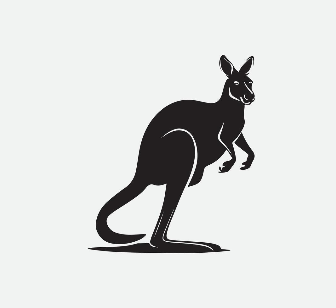 AI generated Silhouette kangaroo isolated on white vector