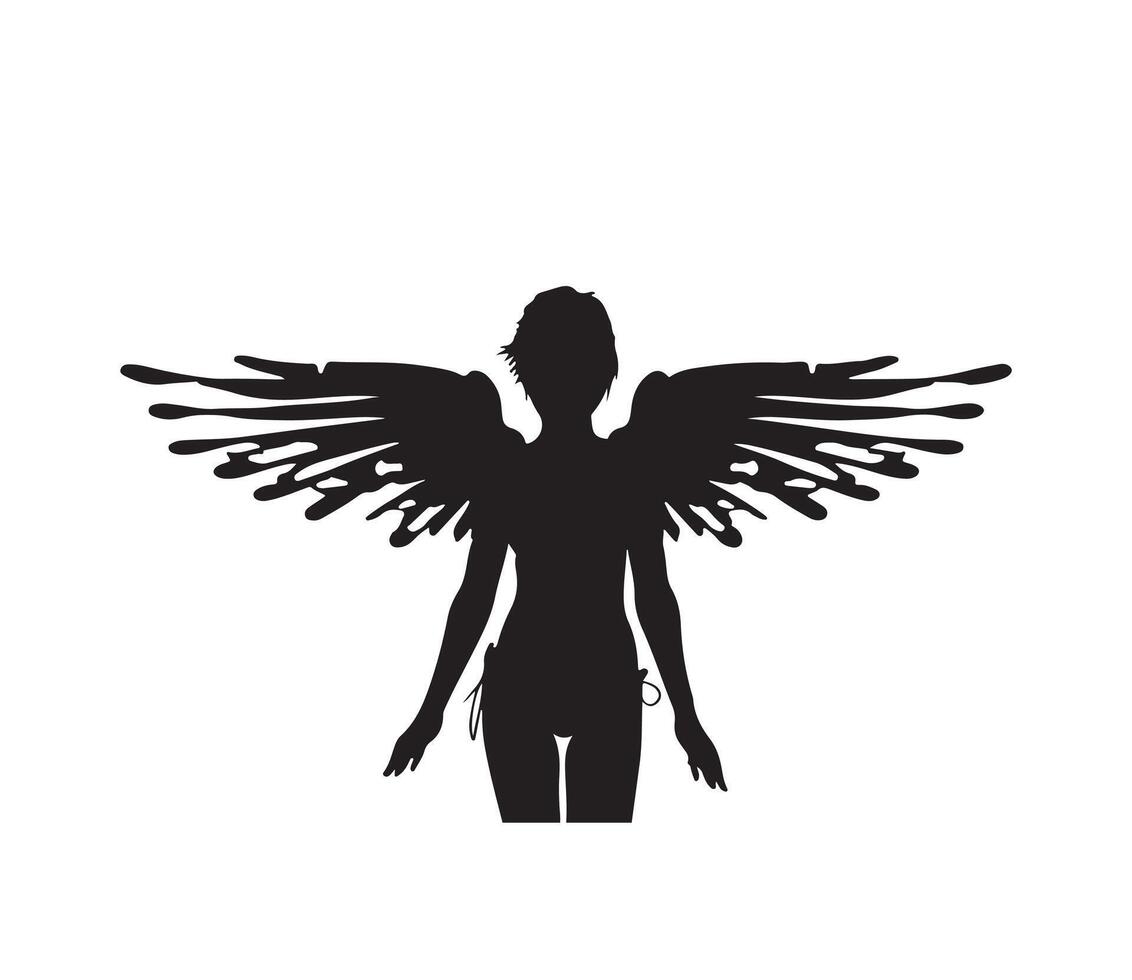 Angel silhouette vector illustration on a white background