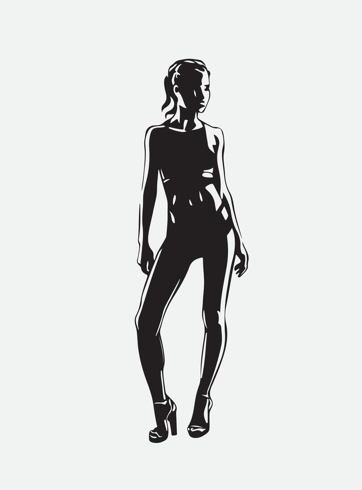 AI generated Silhouette of a Modal Girl standing pose vector