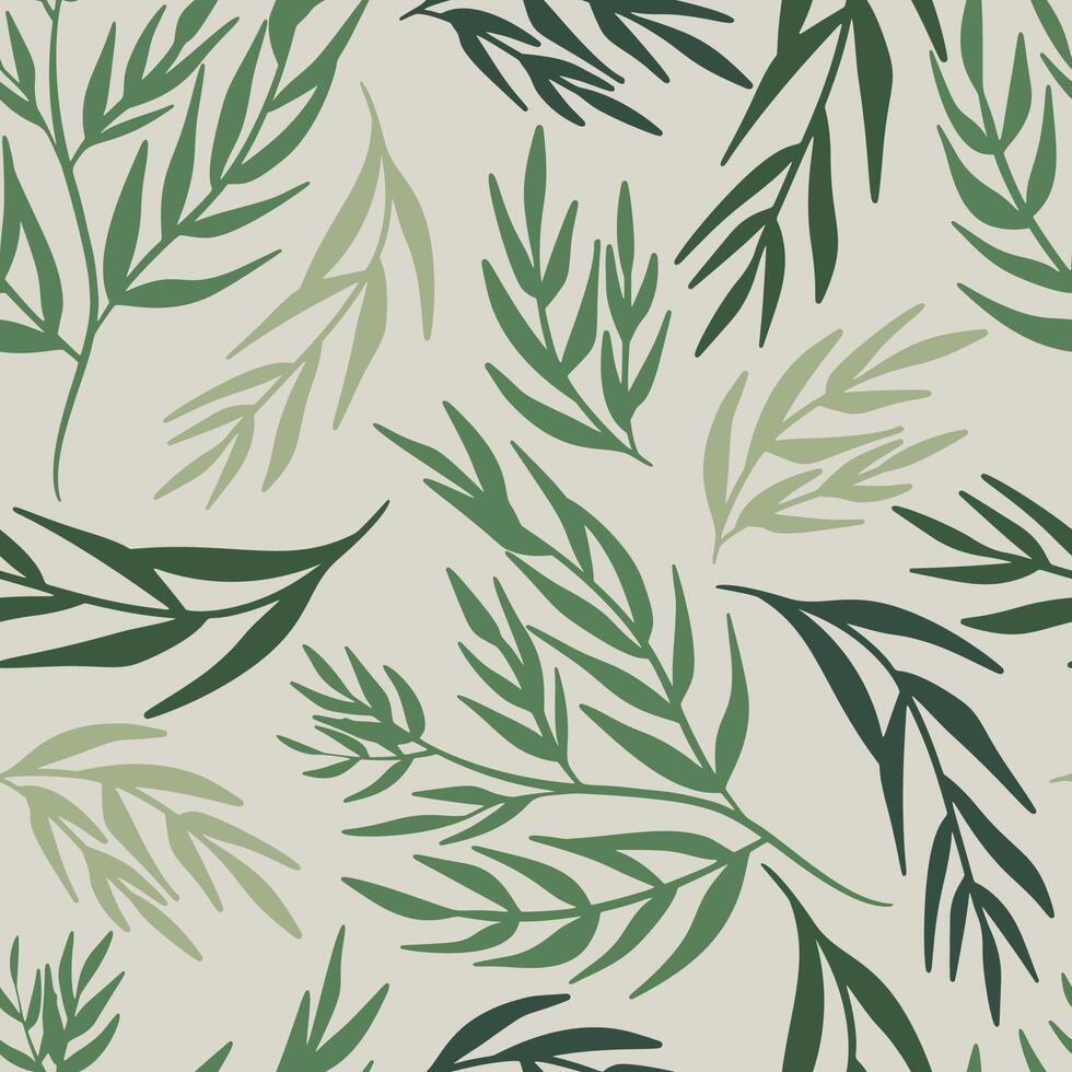 Green Leaves and Branches Seamless Pattern vector