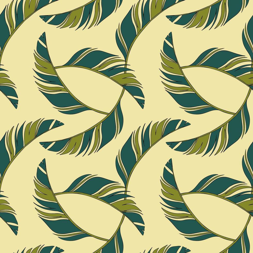 Hand Drawn Doodle Sketch Palm Leaf Vintage Seamless Pattern vector